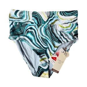 CALIA by Carrie Underwood Green and White Bikini Bottom